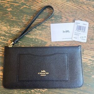 New Coach wristlet wallet black leather